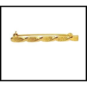Gold Tone Bar Pin Brooch Textured Design Minimalist Style Women's Jewelry